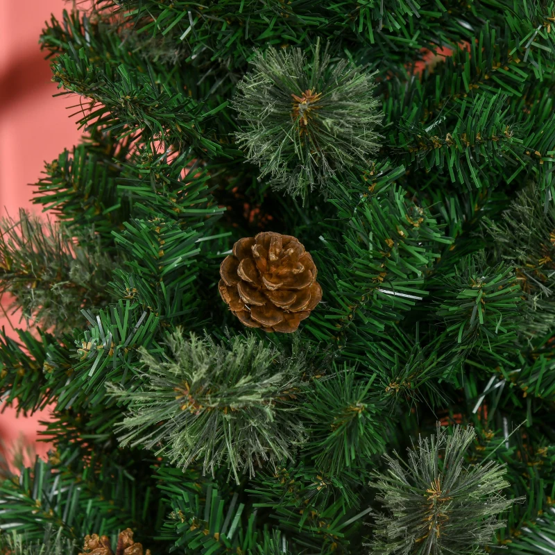 HOMCOM Kunstkerstboom, Slank, Met Dennenappels, Brandvertragend, 54 x 195 cm, Groen