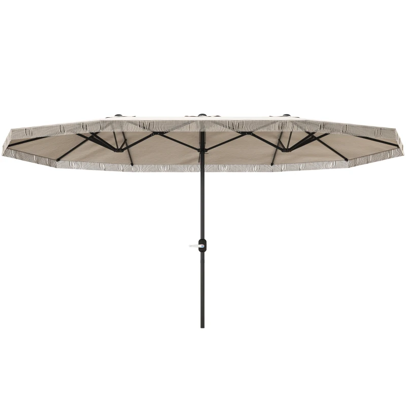 Outsunny Ombrellone Doppio a 12 Stecche con Manovella, in Poliestere e Acciaio, 450x265x260 cm, Bianco Crema