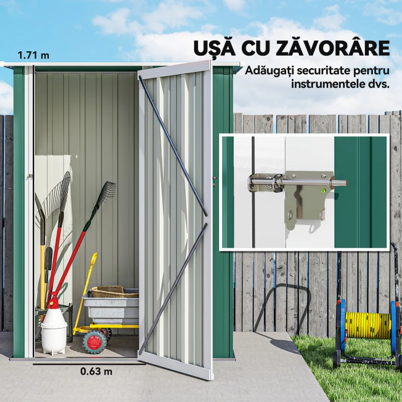 Outsunny Magazie Grădină Dulap Scule Otel Impermeabil pentru Familie 142x84x189cm Verde Inchis