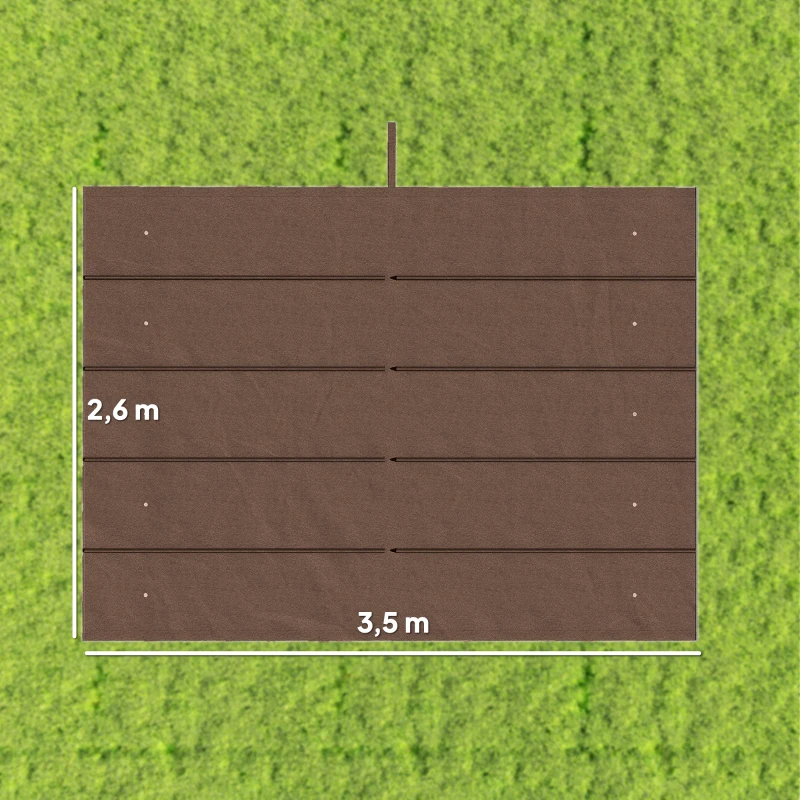 Outsunny Cobertura para Pérgola 3,5x2,5 m Teto de Substituição Retrátil para Pérgola com 10 Orifícios de Drenagem Café