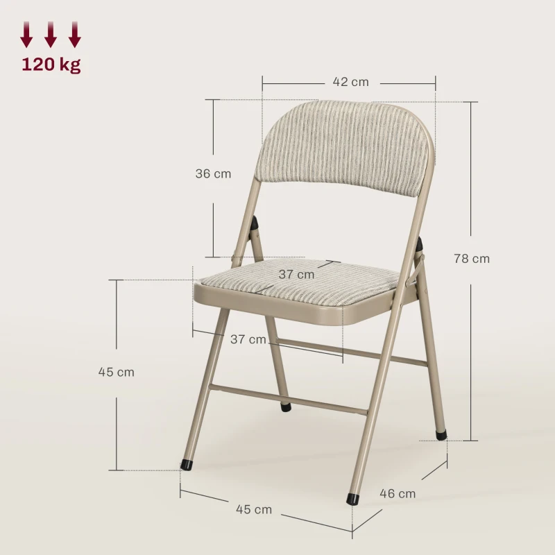 HOMCOM Set of 6 Modern Folding Chairs in Steel and Polyester, 45x46x78 cm, Beige