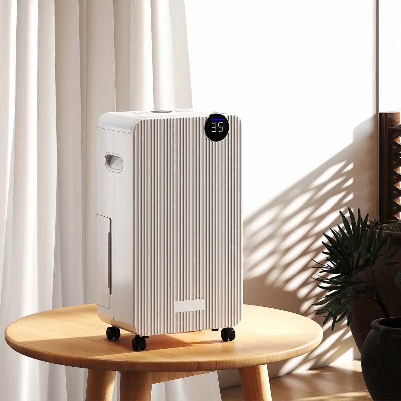 HOMCOM Deumidificatore 12 L/giorno, silenzioso, serbatoio d'acqua 2,1 L, display LED, 28x18,5x50,5cm, bianco