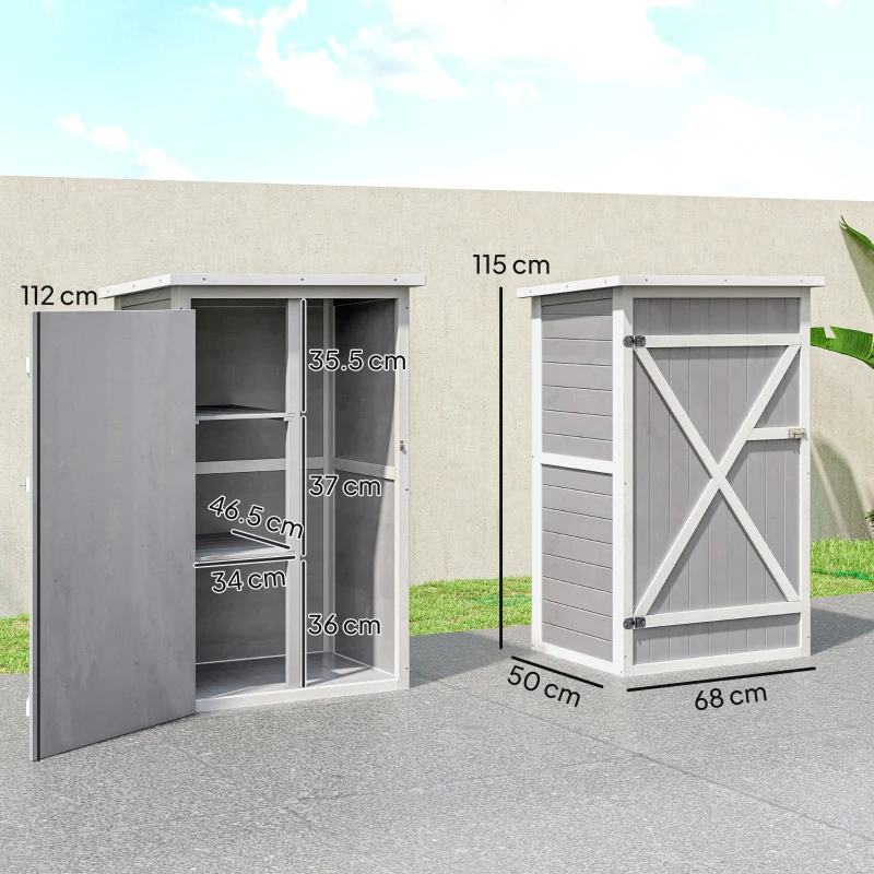 Outsunny Casuta Lemn 75×56×115 cm – Depozitare Unelte cu Acoperis Impermeabil(m-3)