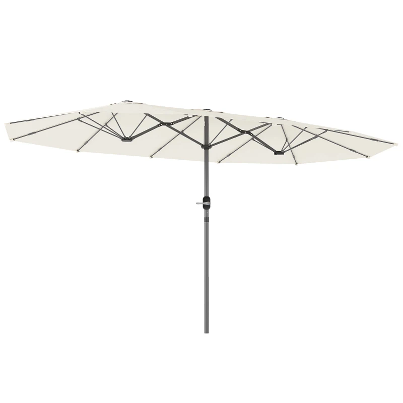 Outsunny Doppelsonnenschirm 436 x 260 cm, UV Schutz Stahl Sonnenschirm mit Handkurbel, oval Beige