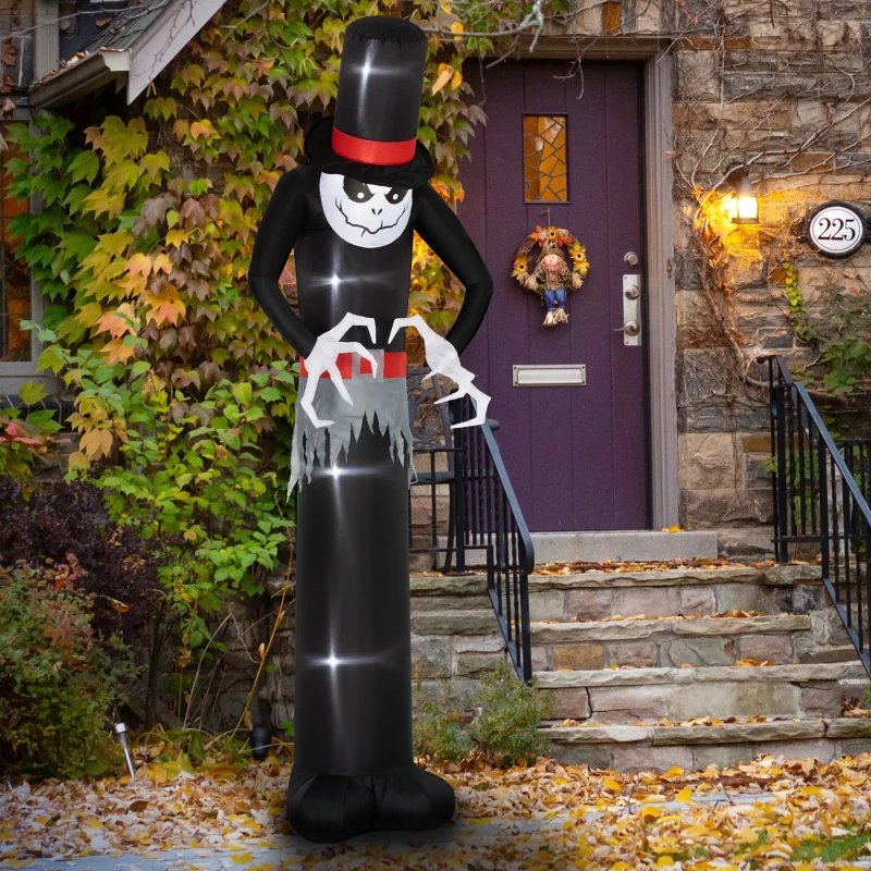 Outsunny Halloween-decoratie 3 m reusachtige Sensenman met LED-verlichting voor buiten, IP44