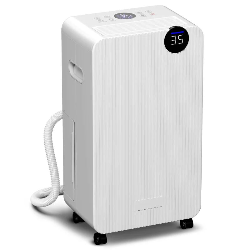 HOMCOM Deshumidificador 12L/día Depósito de Agua 2,1L Pantalla LED Temporizador 24 H Bloqueo Infantil hasta 12-25㎡ Blanco