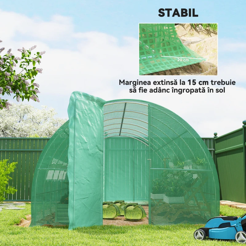 Outsunny Sera de Gradina Tunel pentru Cultivare Plante în PE, 600x300x200cm, ușă unică(m-5)