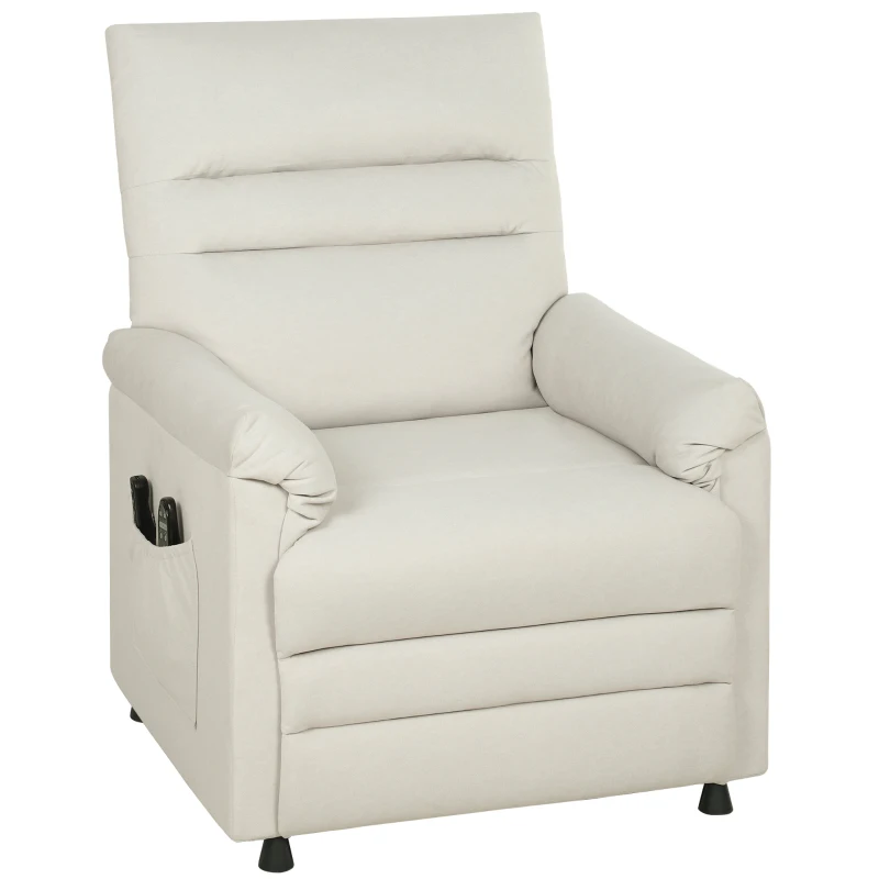 HOMCOM Elektrischer Relax-Massagesessel mit Heizfunktion, verstellbarer Sessel, Fußstütze, leiser Motor, 82x99x106cm, Creme