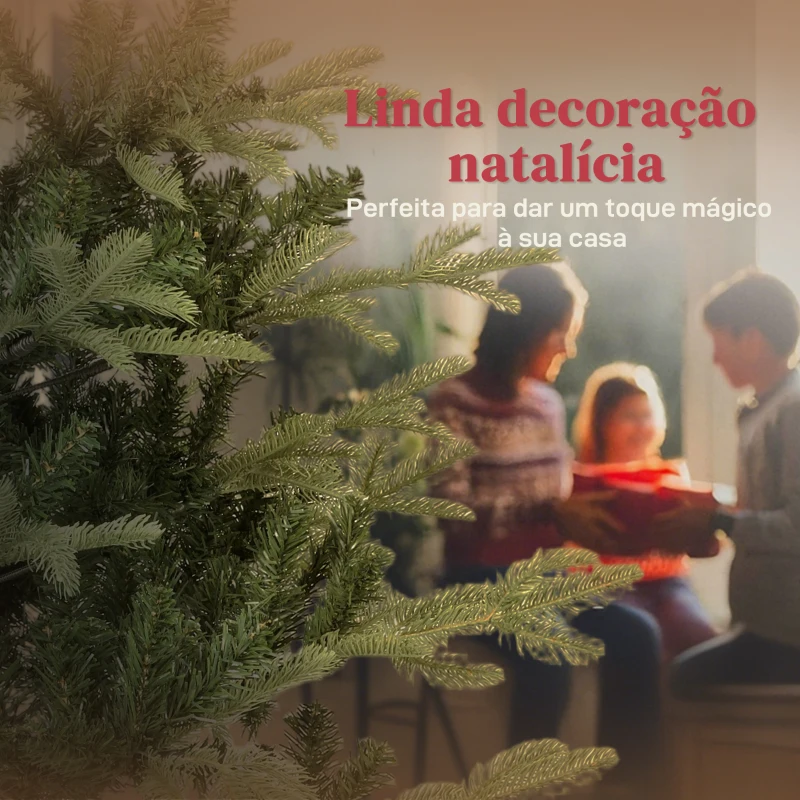HOMCOM Árvore de Natal Artificial 210 cm com 1123 Ramos Densos e Suporte Metálico Dobrável para Interior Verde