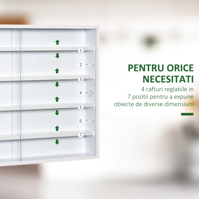 HOMCOM panou cu 5 etajere, polite reglabile, 80x9.5x60cm, alb(m-4)
