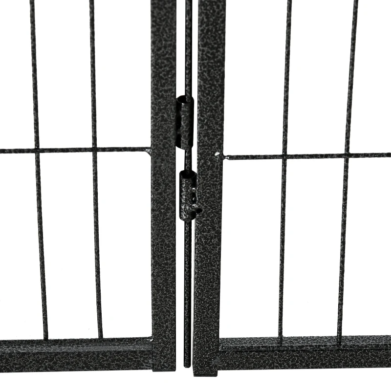 PawHut Tarc pentru Caini si Animale Domestice cu 12 Panouri Modulare din Otel si 2 Intrari, 80x60x1.5cm, Negru