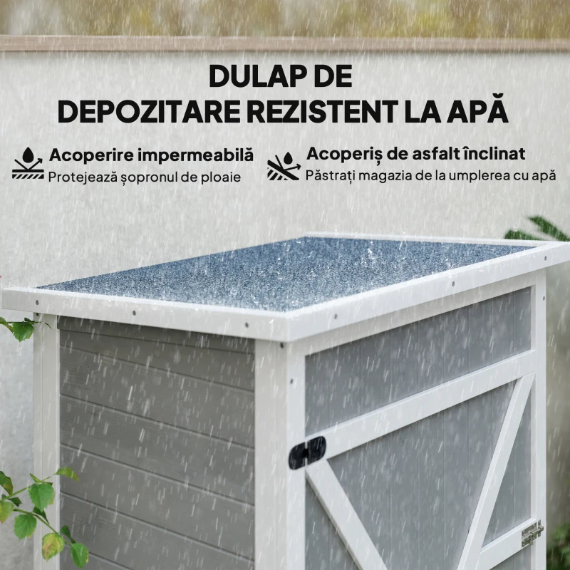 Outsunny Casuta Lemn 75×56×115 cm – Depozitare Unelte cu Acoperis Impermeabil(m-5)