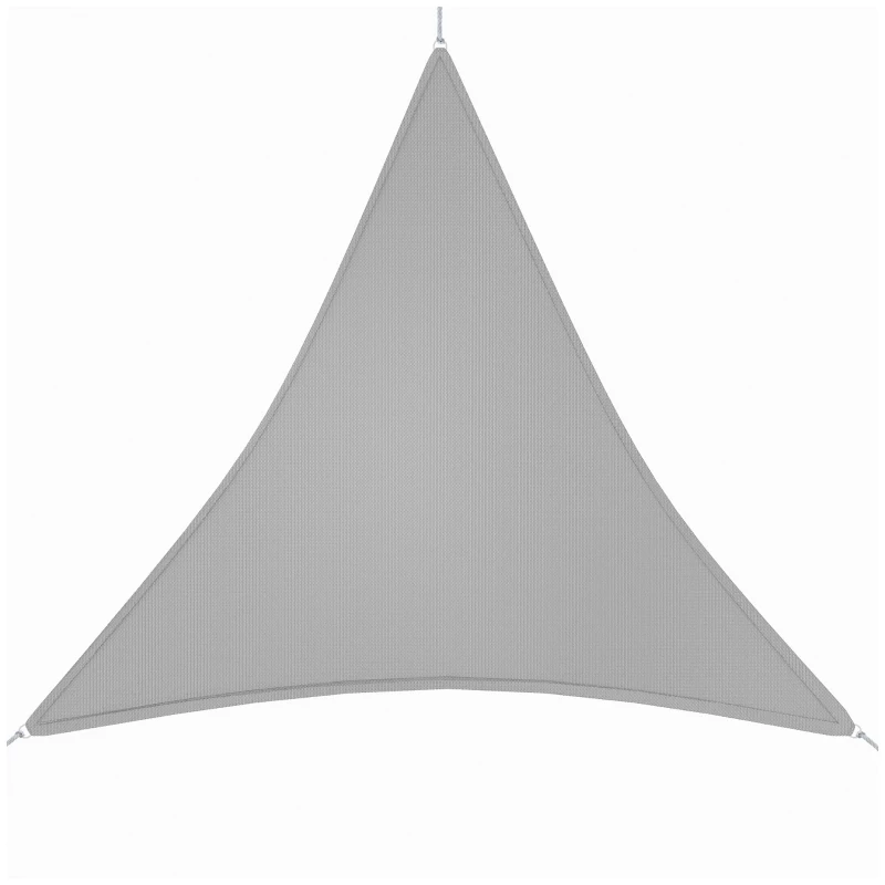Outsunny 4x4x4m Triangle Sun Shade Sail, Outdoor UV Protection HDPE Canopy, Patio Deck Shelter with Steel Rings and Ropes, Grey