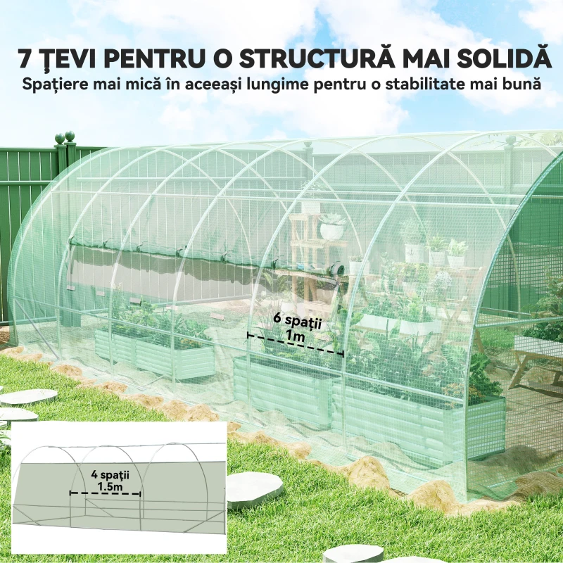 Outsunny Sera de Gradina Tunel pentru Cultivare Plante în PE, 600x300x200cm, ușă unică(m-8)