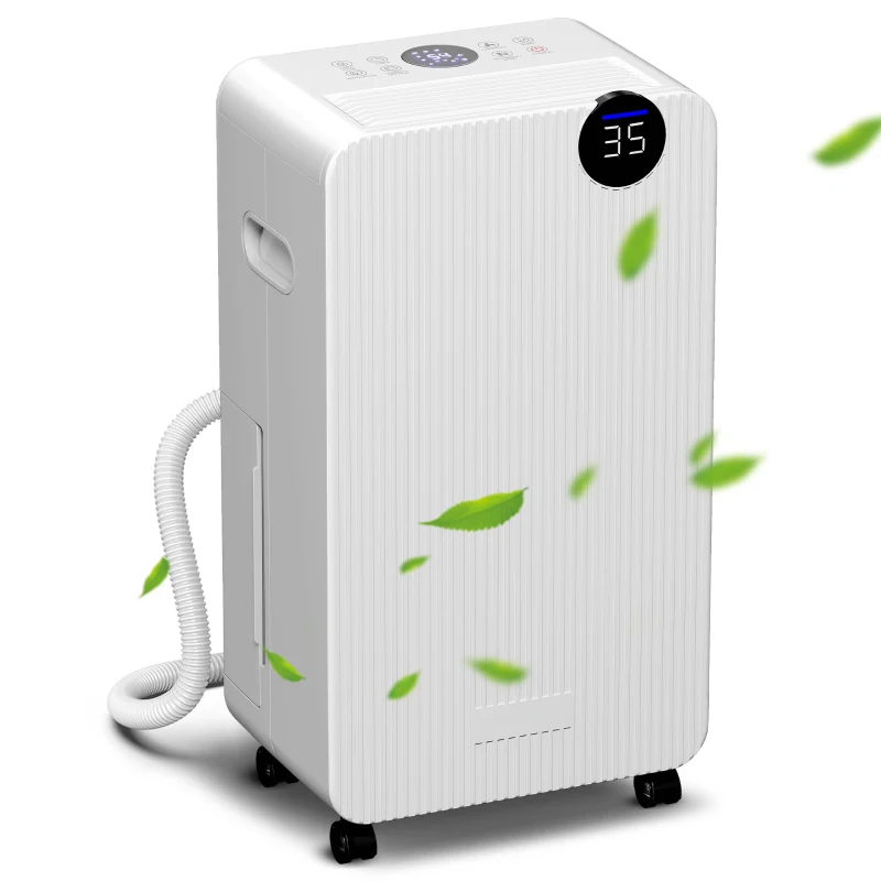 HOMCOM Deumidificatore 12 L/giorno, silenzioso, serbatoio d'acqua 2,1 L, display LED, 28x18,5x50,5cm, bianco