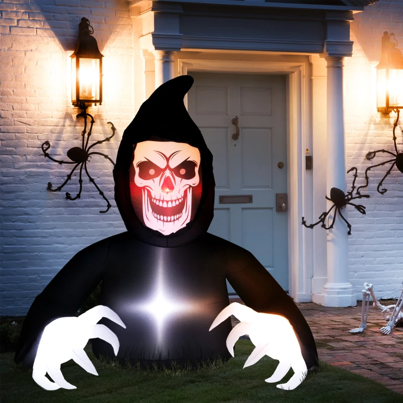 Outsunny Opblaasbare Halloween-decoratie, Sensenman, LED-lampen, ventilator, kabel(m-9)