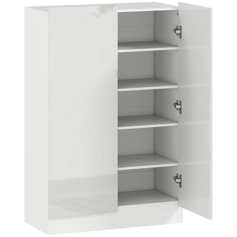HOMCOM 5-stufiger Schuhschrank für 20 Paar Schuhe, verstellbare Regale, für Eingangsbereich, Flur, Holz, Weiß