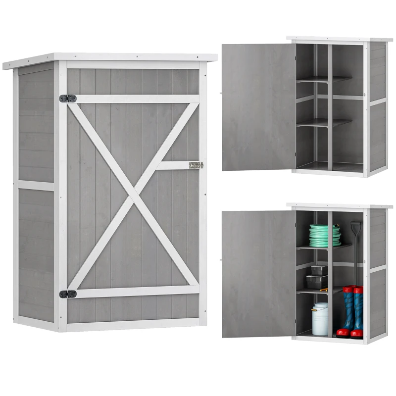 Outsunny Casuta Lemn 75×56×115 cm – Depozitare Unelte cu Acoperis Impermeabil(m-11)