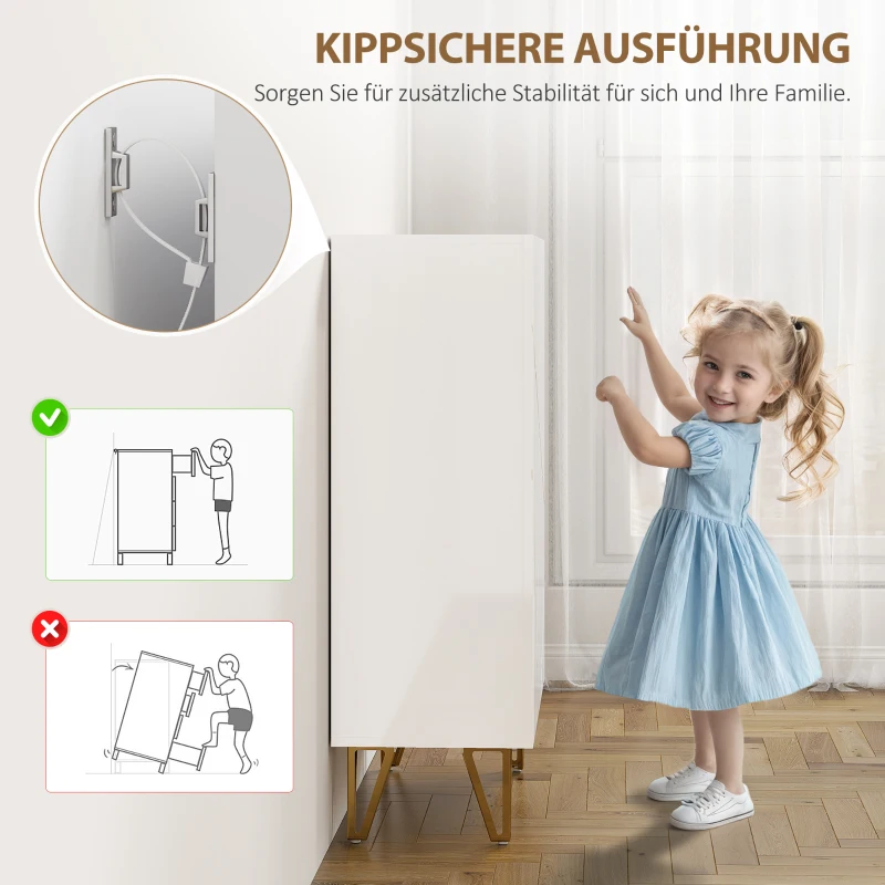 HOMCOM Schuhschrank mit 2 Türen, Schuhregal, Schuhaufbewahrung mit 3 Verstellbaren Ablagen 72 x 31,5 x 95 cm, Weiß(m-8)