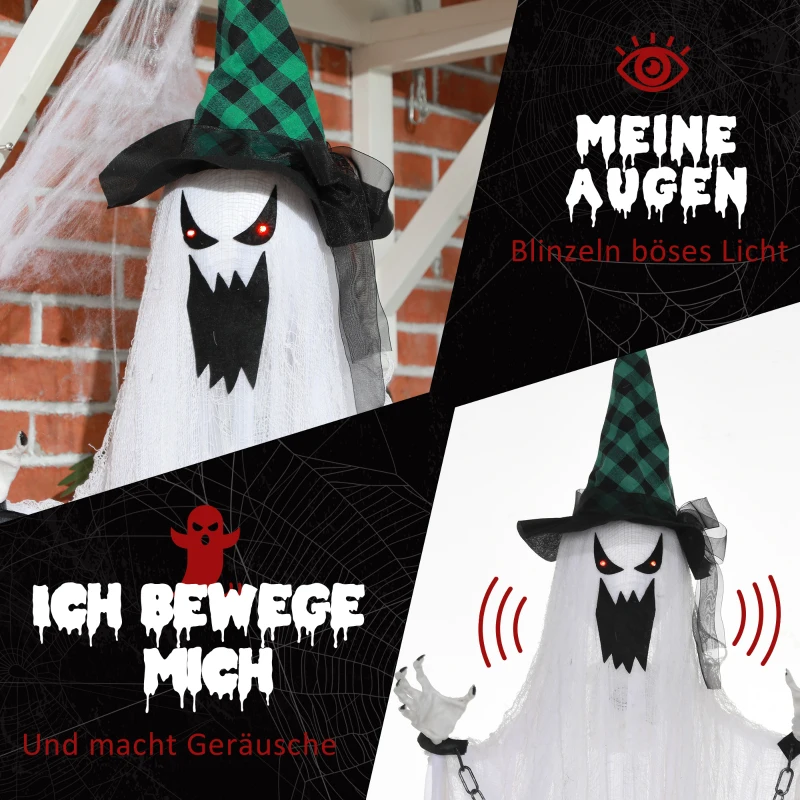 HOMCOM Geister-Dekoration für Halloween, Grusel-Heulen und Bewegung, batteriebetrieben(m-5)