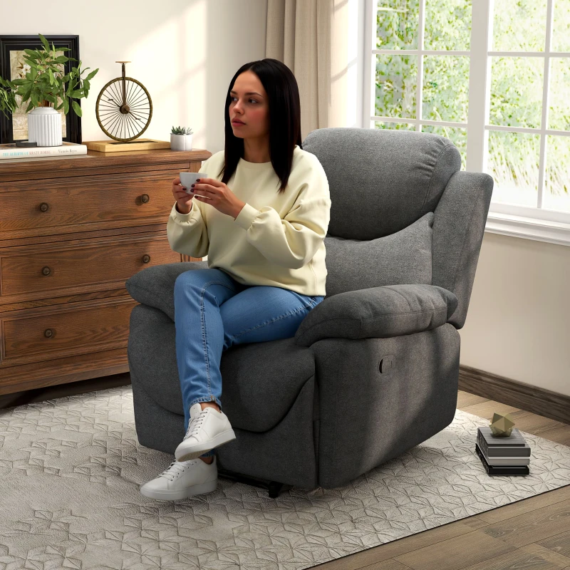 HOMCOM Relaxstoel, ligstoel, 150° kantelbaar, Donkergrijs(m-11)