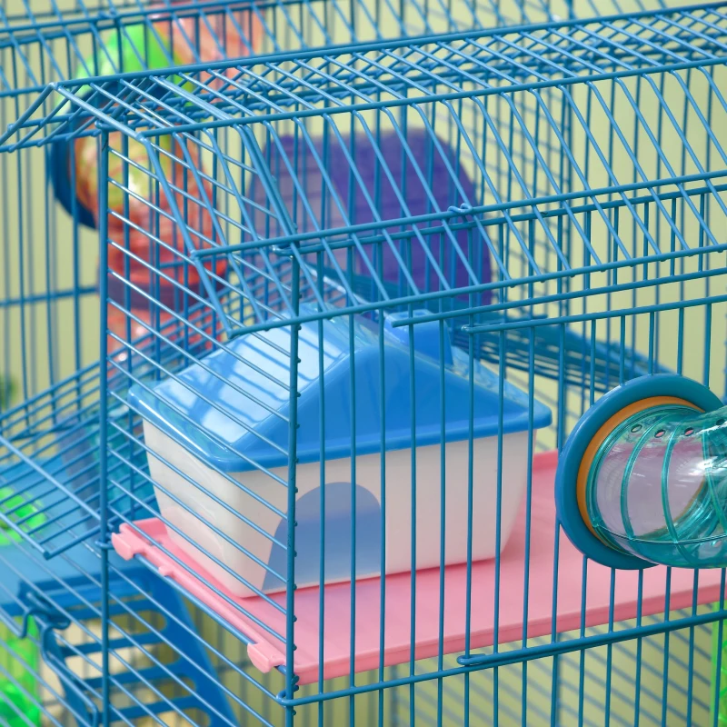 Pawhut Cusca Hamsteri 5 Etaje – Albastra cu Accesorii Incluse