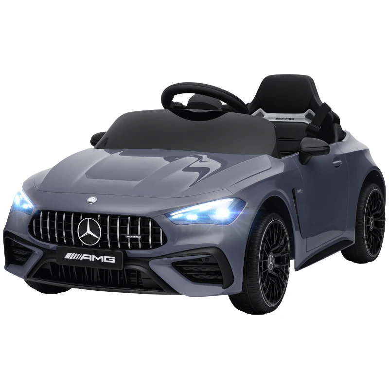 AIYAPLAY Voiture électrique pour enfants, design Mercedes, moteurs 12V, télécommande, feux LED, musique, pour enfants de 3-6 ans, Gris