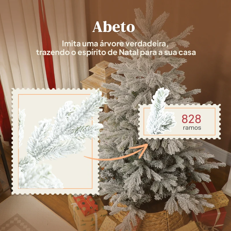 HOMCOM Árvore de Natal Artificial 150 cm Árvore de Natal Nevada com 828 Ramos Base Dobrável e Fácil de Montar Verde