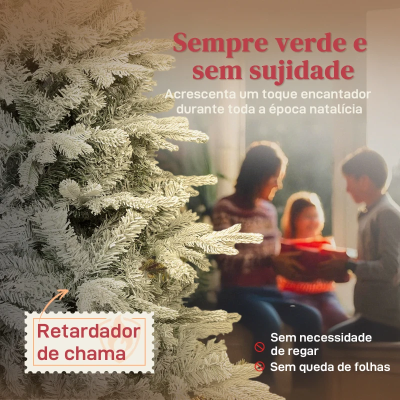 HOMCOM Árvore de Natal Artificial 150 cm Árvore de Natal Nevada com 828 Ramos Base Dobrável e Fácil de Montar Verde