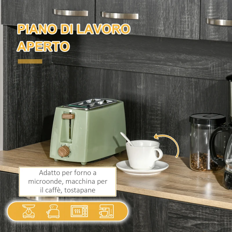 HOMCOM Credenza Cucina Alto con Cassetti e Armadietti, Mobile Dispensa Alto in Legno,101x39x180 cm, Nero | Aosom Italy