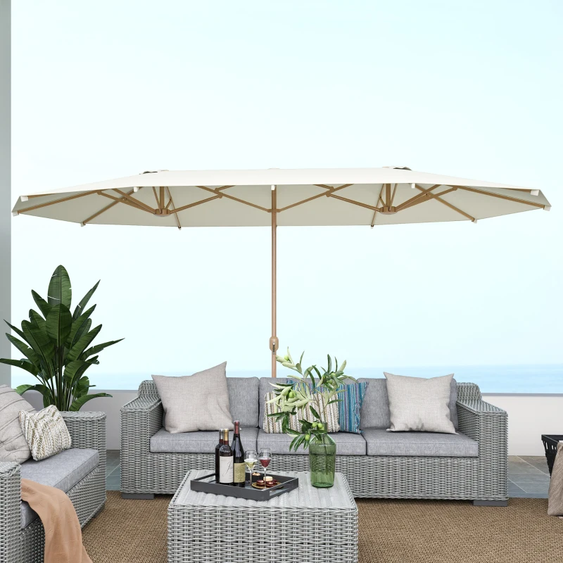 Outsunny Umbrelă de Soare cu Două Fețe și Mâner cu Manivelă Ușor de Utilizat, 455x265x238 cm, Bej