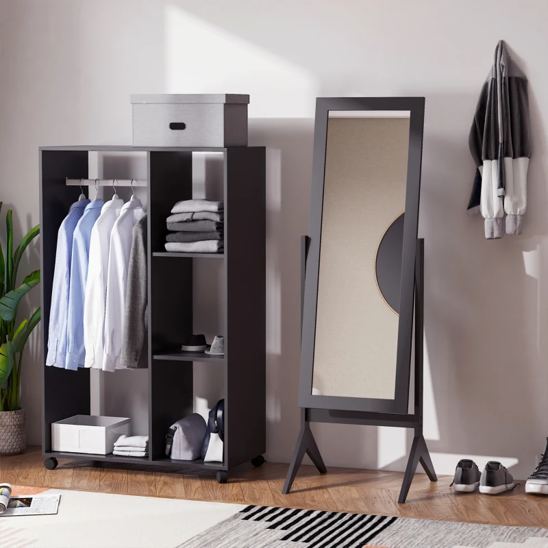 HOMCOM Full Length Mirror, Freestanding Dressing Mirror with Adjustable Angle for Bedroom, 148cm x 47cm, Brown