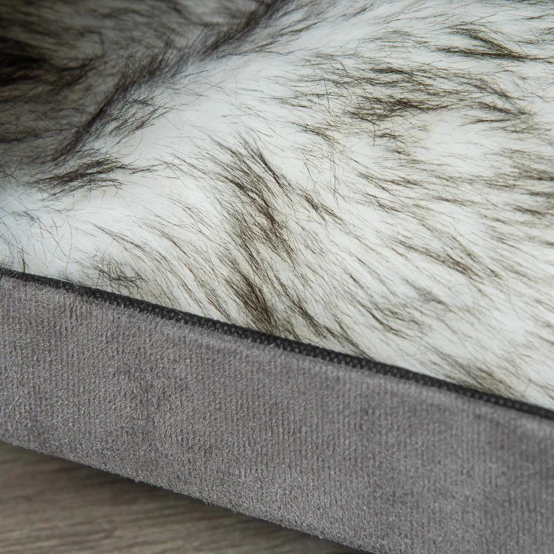 PawHut 2-IN-1 Katzenhöhle Fußhocker mit Kissen Holzbeine Katzenhaus Katzenkorb weich gepolstert Ottomane elegantes Design abnehmbar MDF Plüsch Grau 60 x 45 x 44,5 cm(m-12)