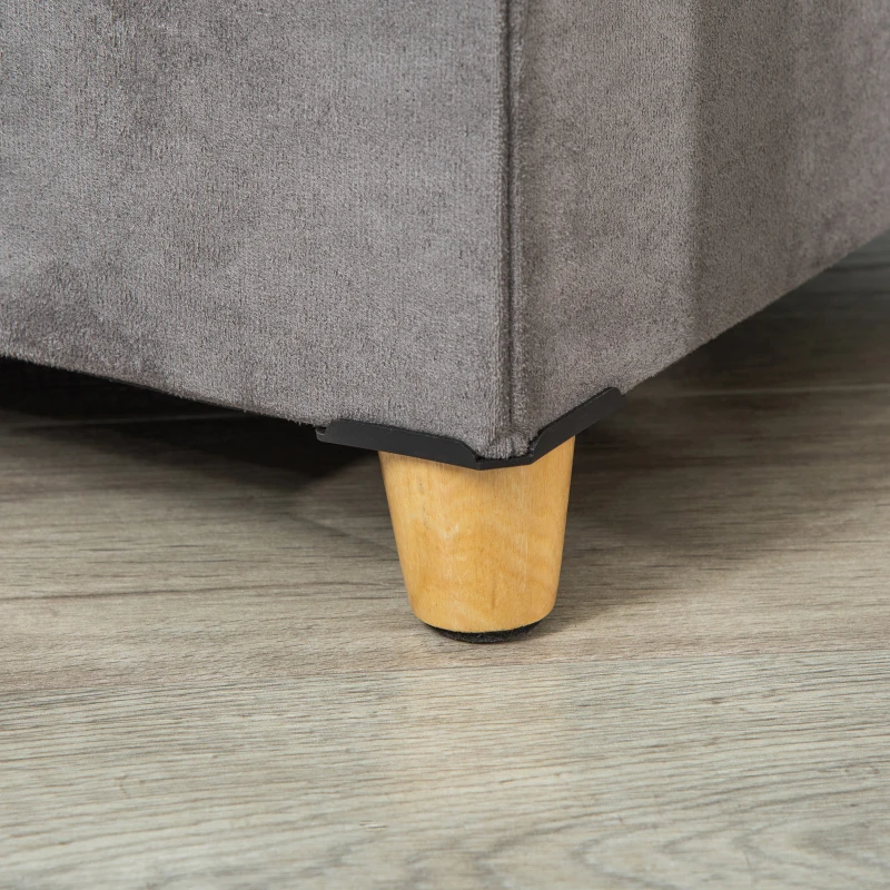 PawHut 2-IN-1 Katzenhöhle Fußhocker mit Kissen Holzbeine Katzenhaus Katzenkorb weich gepolstert Ottomane elegantes Design abnehmbar MDF Plüsch Grau 60 x 45 x 44,5 cm(m-11)