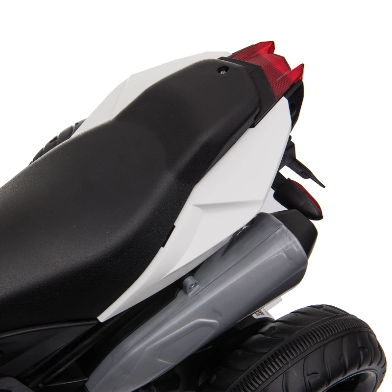 HOMCOM Motocicleta Elétrica Infantil com 3 Rodas Triciclo para Crianças acima de 3 anos com Bateria 6V Recarregável Funções de Música Buzina Faróis 86x42x52cm Preto e Branco