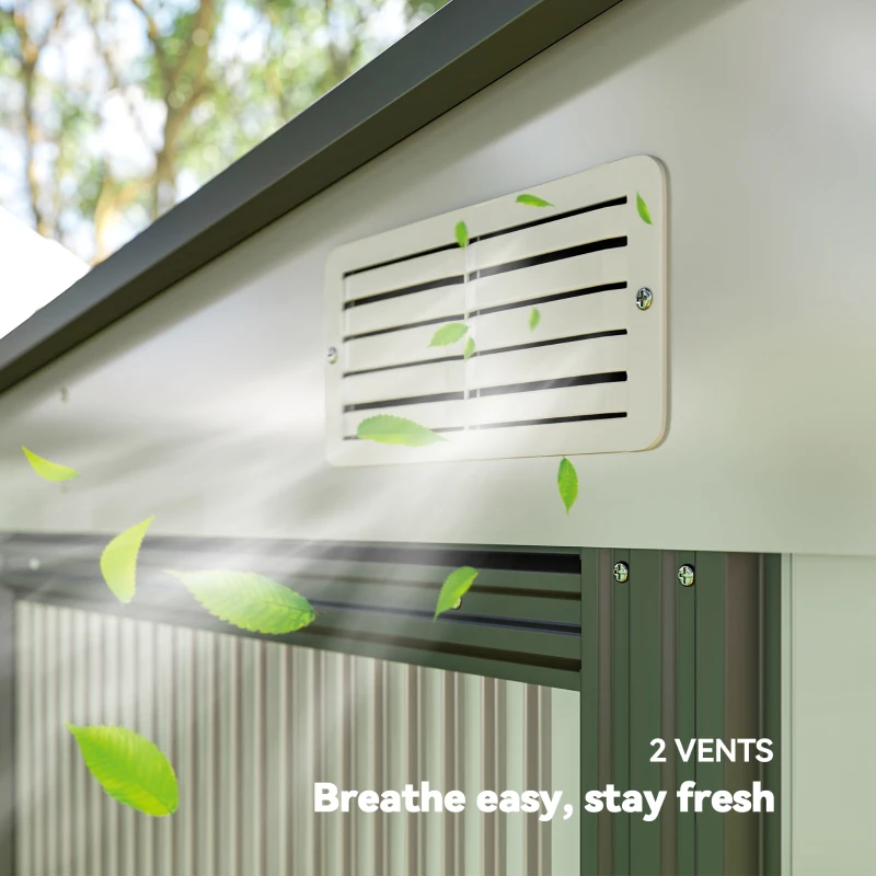 Outsunny 7 x 5ft Galvanised Metal Shed, with Sliding Door - White