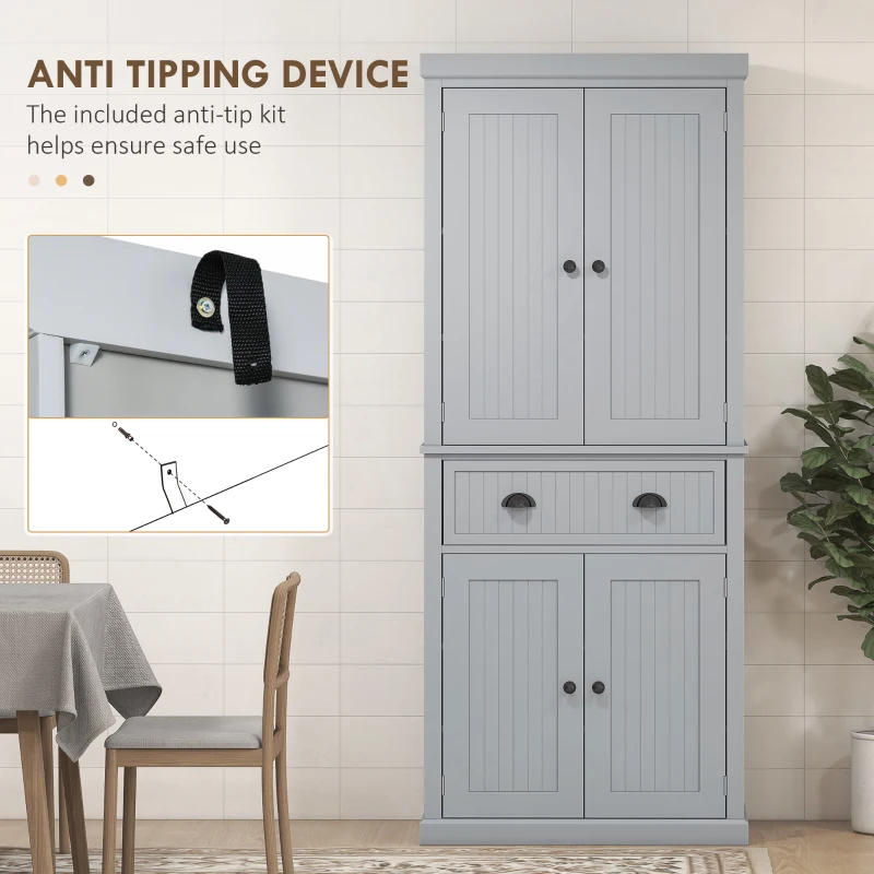 HOMCOM Freestanding Multi-Storage Kitchen Cabinet - Grey