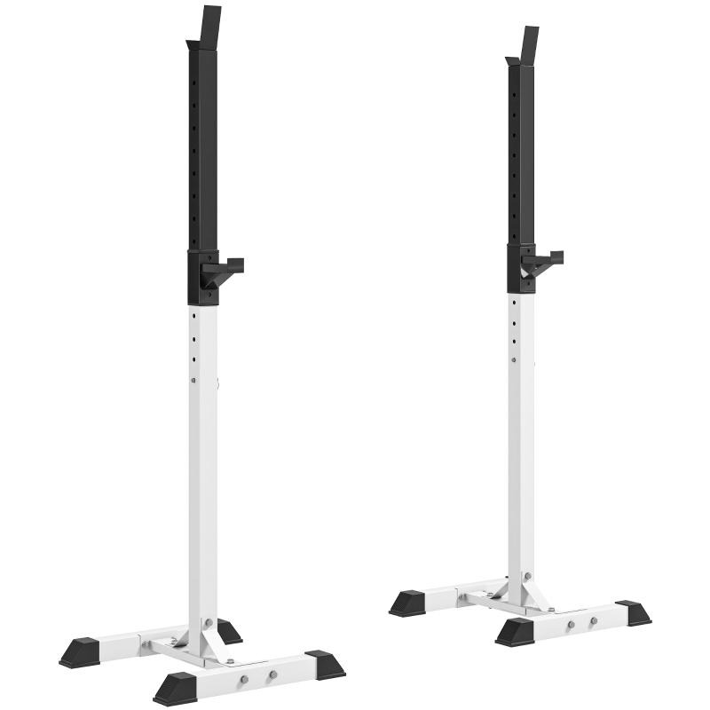 HOMCOM Soporte para Discos Pesas de Acero con Altura Ajustable en 12 Niveles Carga Máx. 150 kg 52x48x105-160 cm Blanco