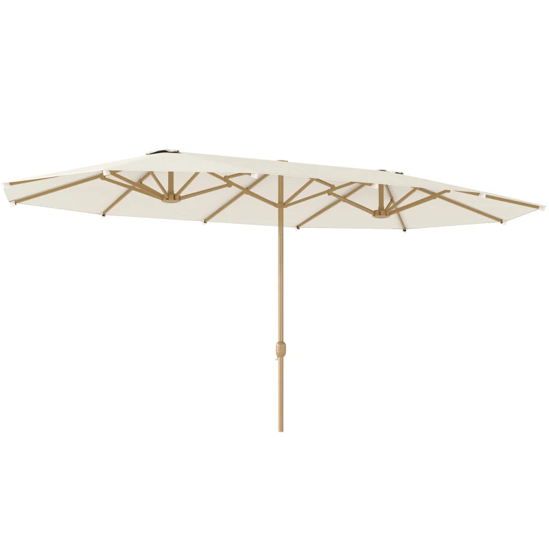 Outsunny Chapéu de Sol Duplo 4,55x2,65 m Chapéu de Sol de Exterior com Manivela Manual e Proteção Solar Chapéu de Sol Grande Bege