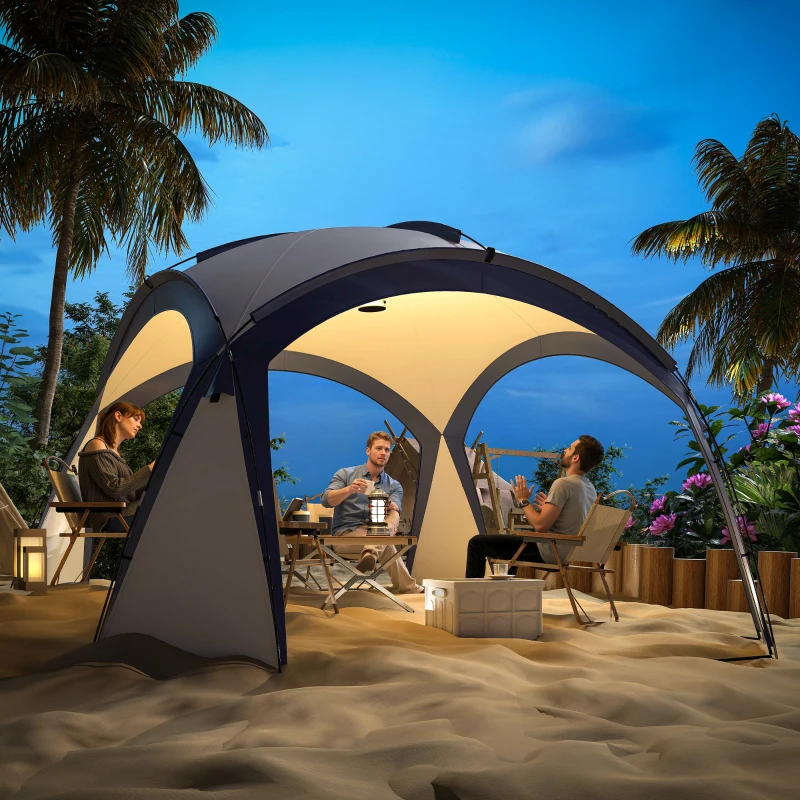 Outsunny Gazebo Party Tent, 3.5x3.5m-Cream/Blue