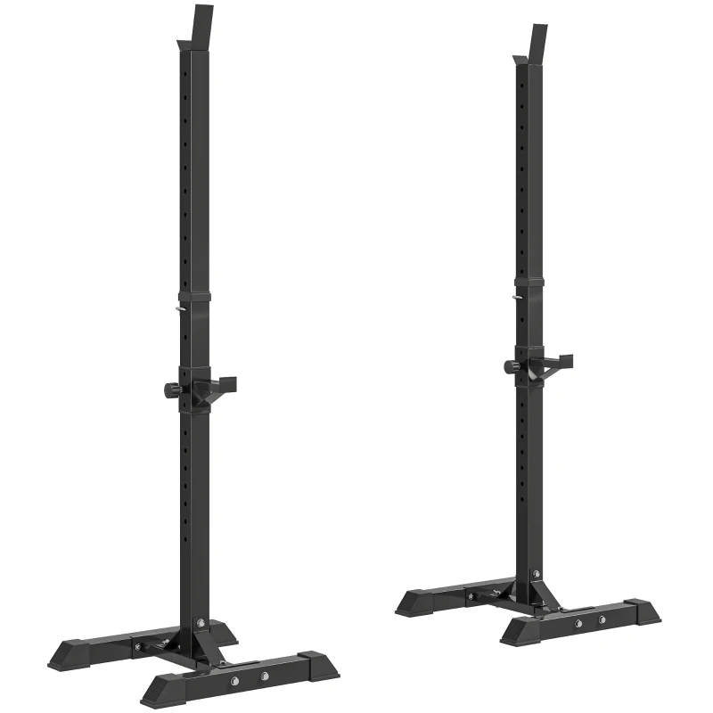 HOMCOM Hantelständer, 2er-Set, bis 150 kg belastbar, höhenverstellbar, Stahl, weiß+schwarz, 52 x 48 x 160 cm