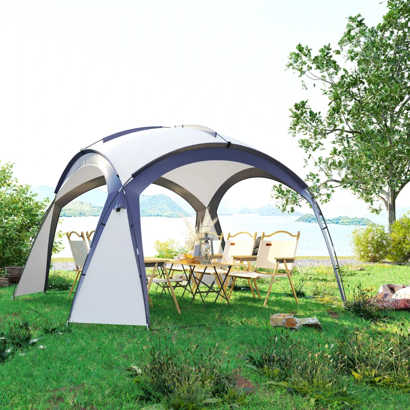 Outsunny Gazebo Party Tent, 3.5x3.5m-Cream/Blue