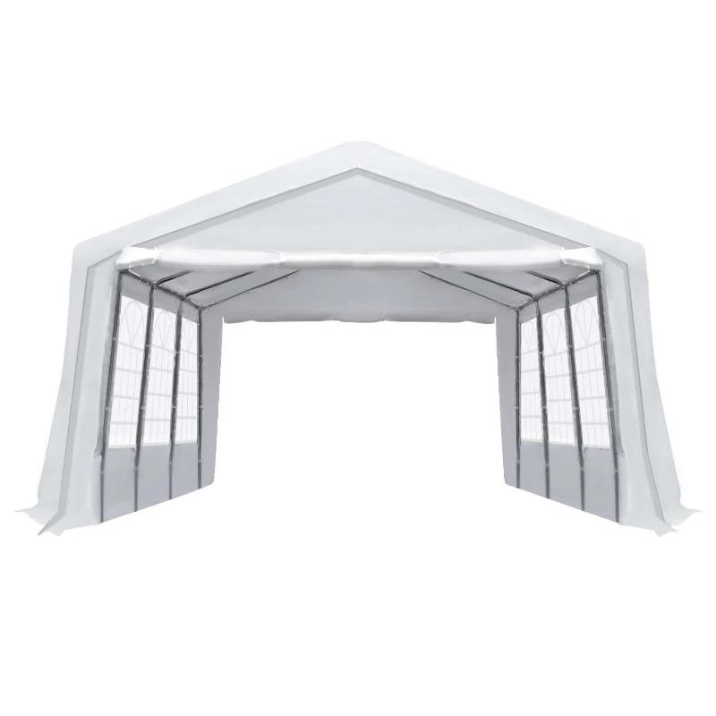 Outsunny 8m x 4m Garden Gazebo Marquee Wedding Shelter Level 4 Wind Protection, White