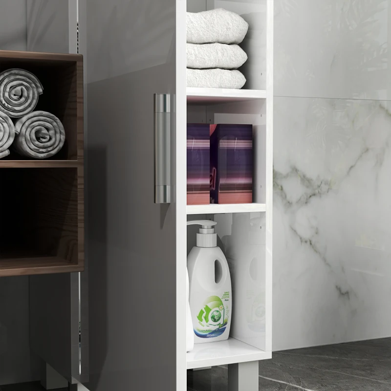 HOMCOM Armoire salle de bain haute meuble de rangement colonne 2 portes et étagères réglables 40 x 30 x 167,5 cm blanc(m-4)