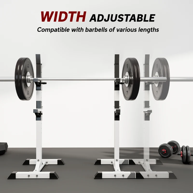 HOMCOM Heavy Duty Weight Bar Barbell Squat Stand Barbell Rack Spotter, for Home, Gym - Black
