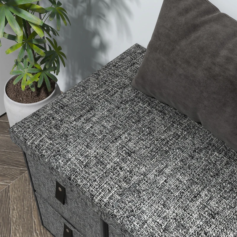 HOMCOM Banco para zapatos acolchado, 6 compartimentos para zapatos, estructura de MDF, aspecto lino, gris