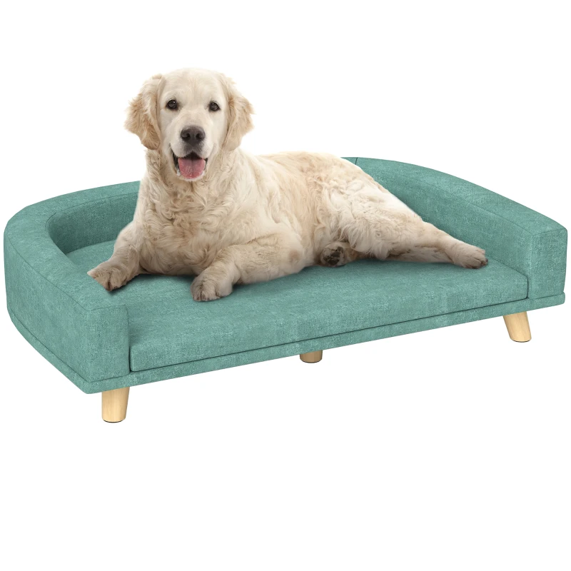 PawHut Hondenbed Hondensofa Huisdiersofa, Eucalyptushout, 98 x 67 x 25 cm, Groen