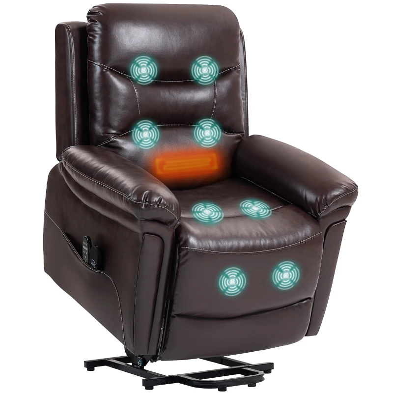 HOMCOM Power Lift Recliner Chair with Vibration Massage, Heat, USB - Brown