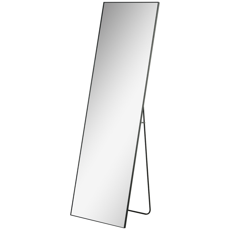 HOMCOM Specchio Verticale da Parete o da Terra in Metallo e Lega di Alluminio, 50x2x161.5 cm, Nero