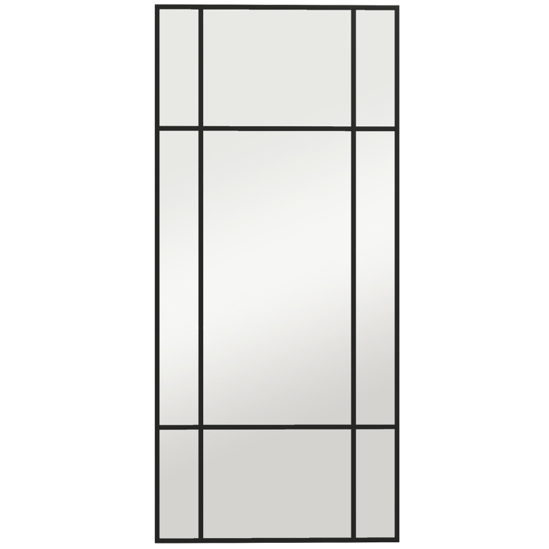 HOMCOM Espejo de Pared Estilo Ventana con Montaje Vertical y Horizontal, 110x50cm, Negro